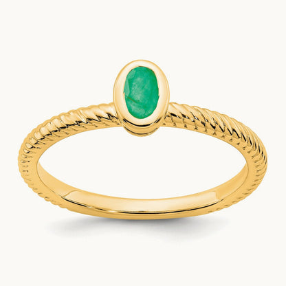 Oval Bezel Emerald Ring, 14K