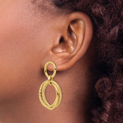 Polished and Textured Post Dangle Earrings — Leslie's — photo set
