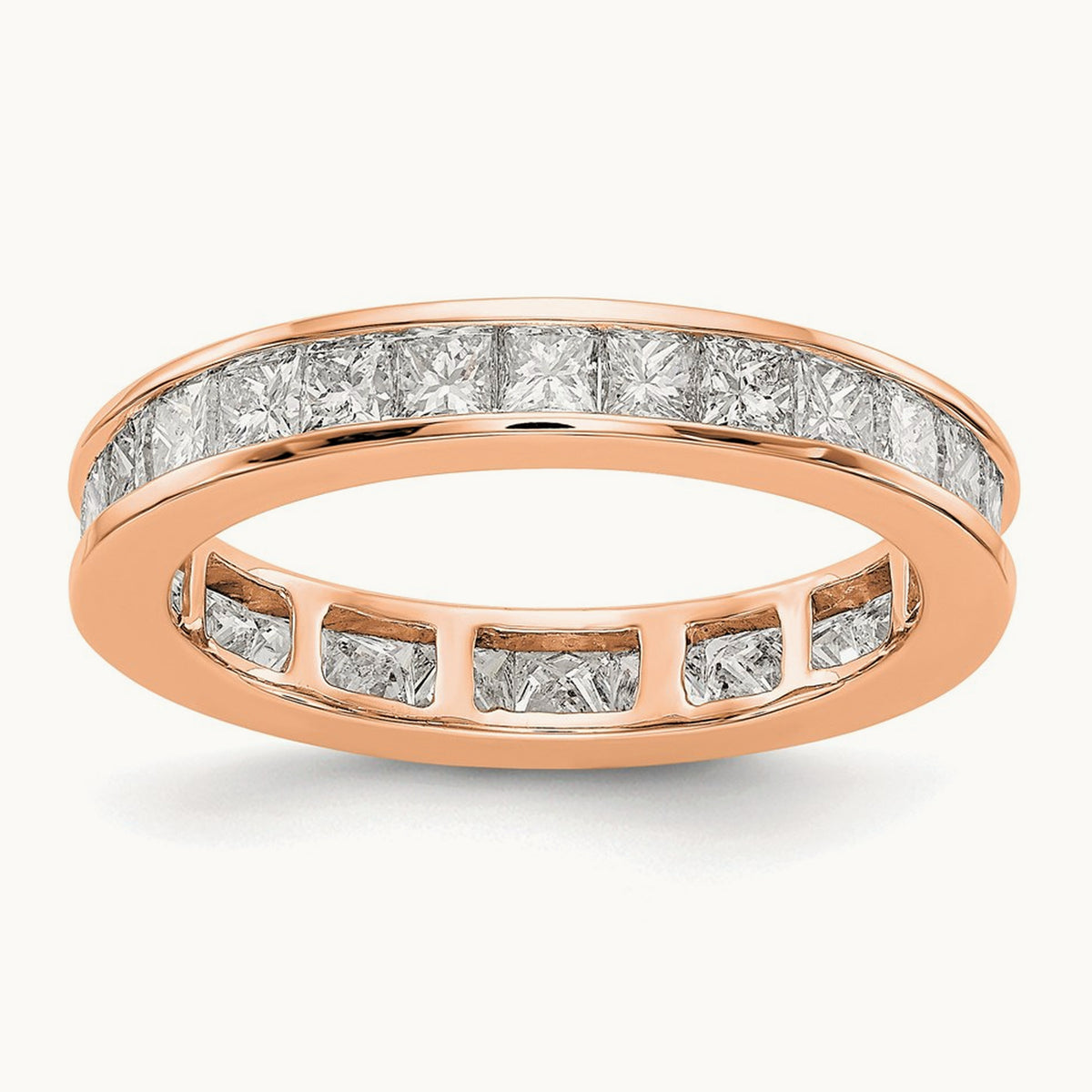 Polished Princess Channel Set Diamond Eternity Band, 2.00 ct tw — 14K Rose Gold