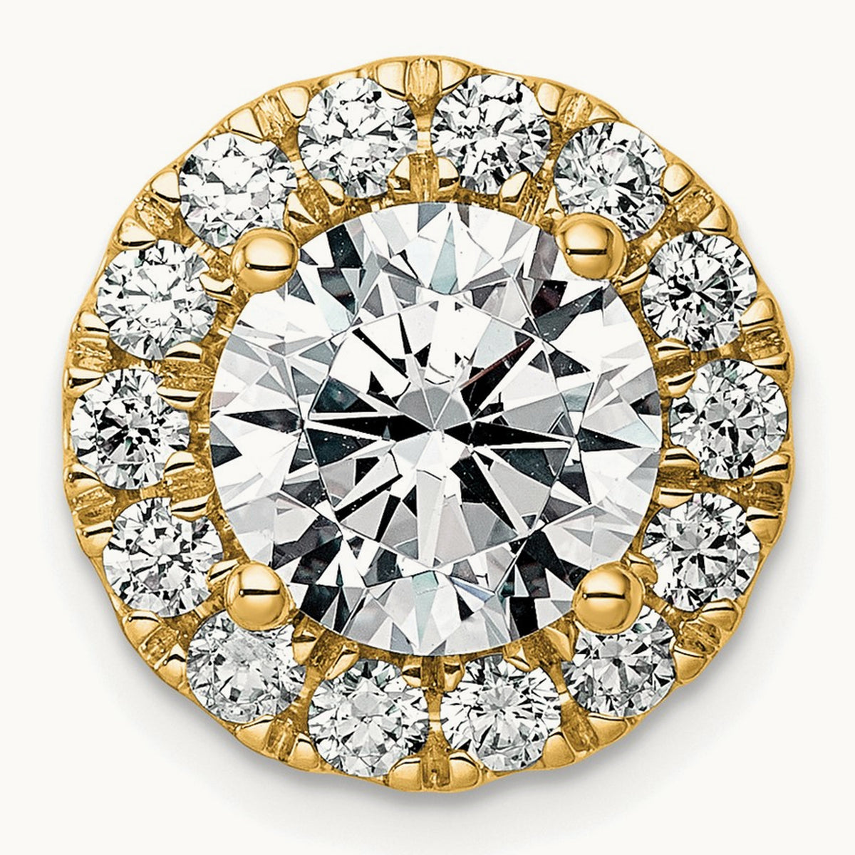 Round Halo Chain Slide Pendant, 0.25-5.00 ct tw Lab-Grown Diamond — 3 3/4 ct, 14K Yellow Gold