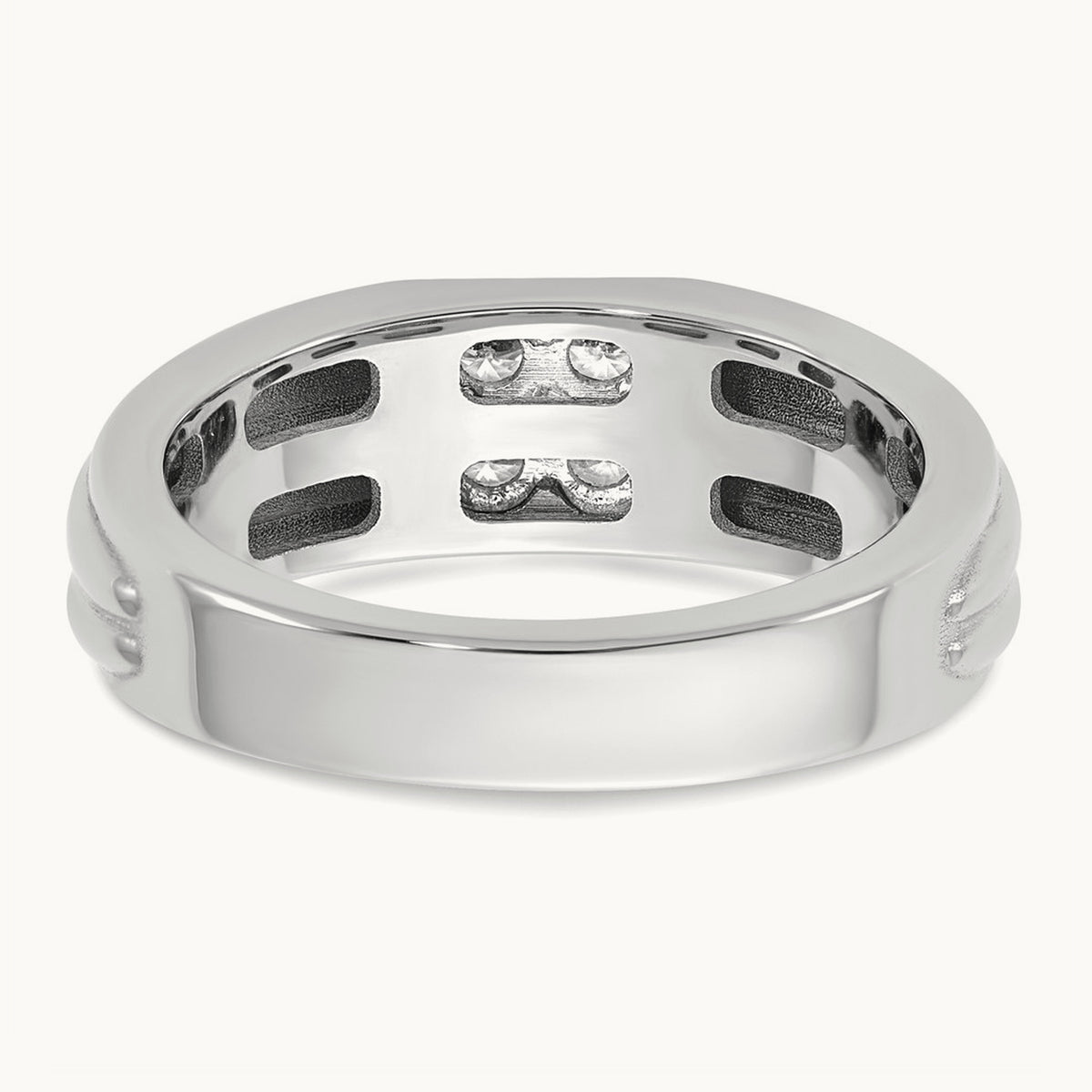 Setting: 14K Two-Tone IB Goodman Men's Polished 4-Stone Diamond Ring Mounting, 14K Gold — 14K White Gold