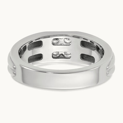 Setting: 14K Two-Tone IB Goodman Men's Polished 4-Stone Diamond Ring Mounting, 14K Gold — 14K White Gold