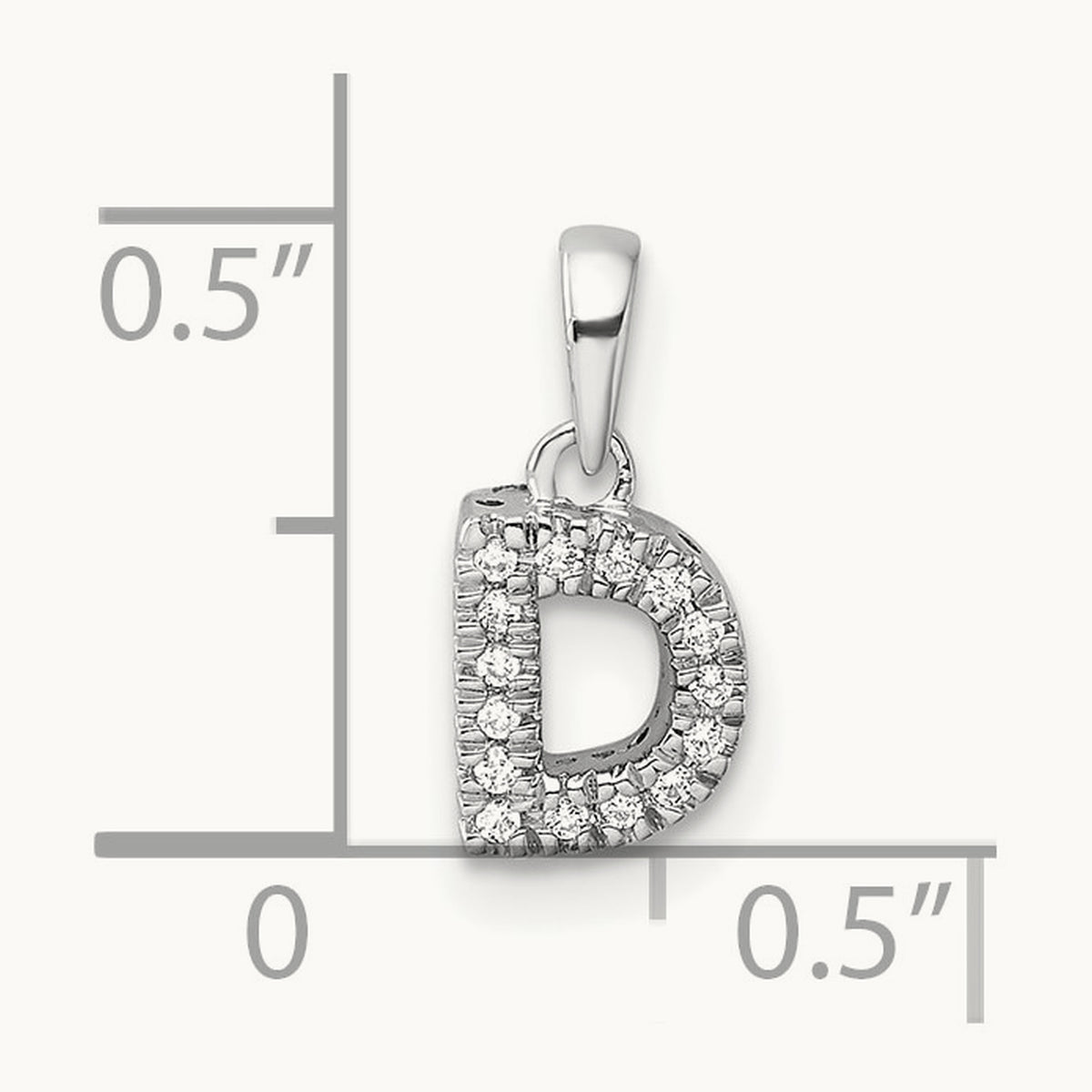 Diamond Initial with Bail Pendant — 14K White Gold, D