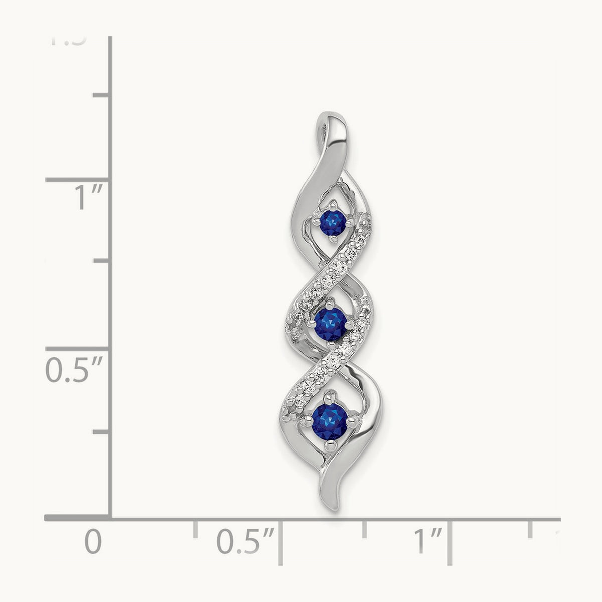 Diamond/.26 Sapphire 3-stone Twisted Chain Slide, 14K White Gold