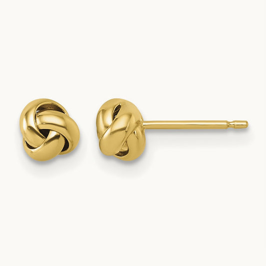 Polished Love Knot Post Earrings, 14K