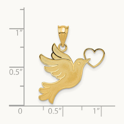 Dove w/Heart Pendant, 14K