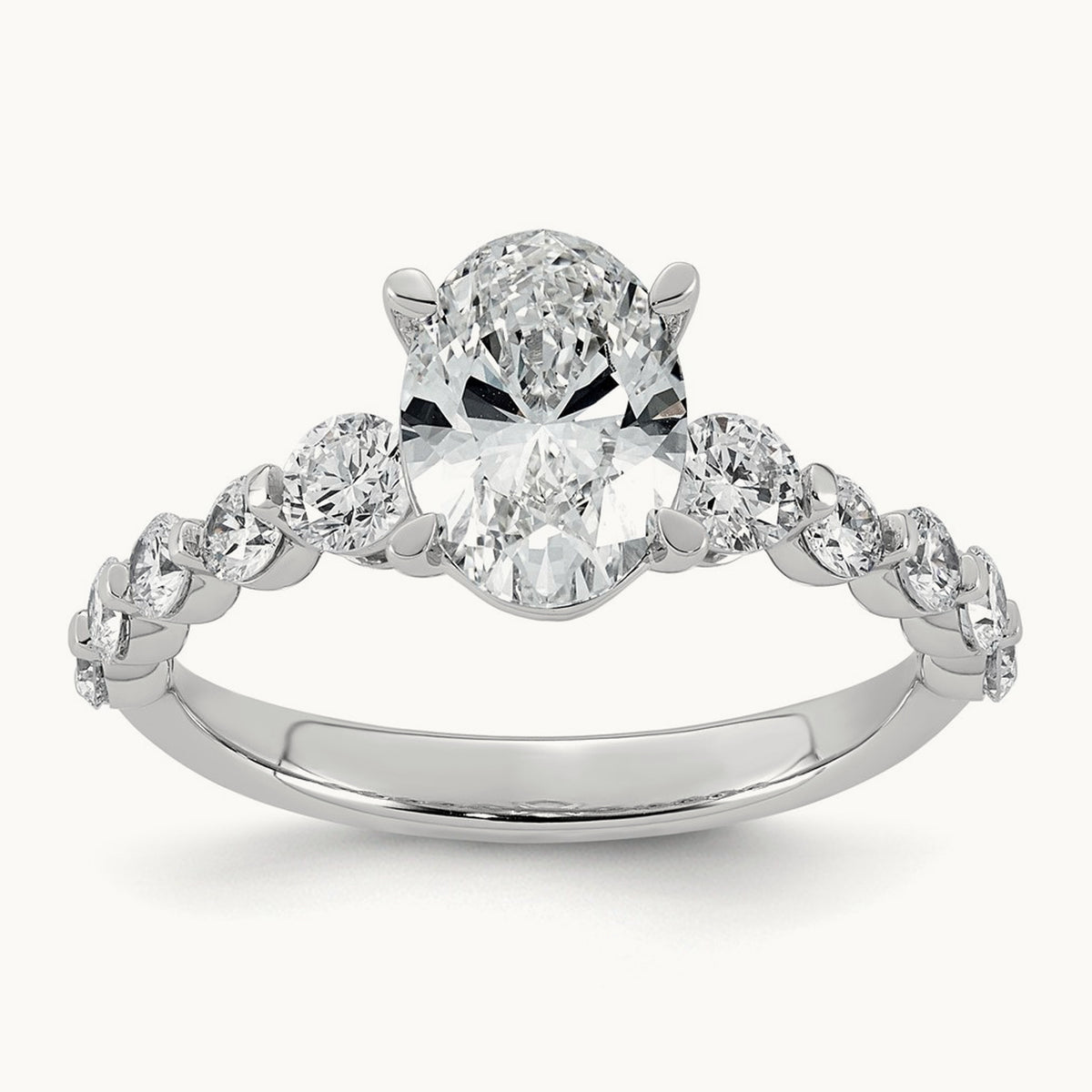Oval Center with Round Sides Ring, 2 1/3-5 ct Lab-Grown Diamond