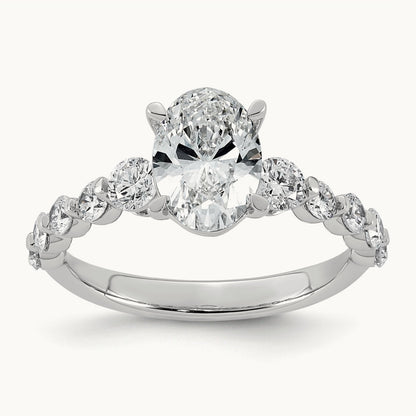 Oval Center with Round Sides Ring, 2 1/3-5 ct Lab-Grown Diamond