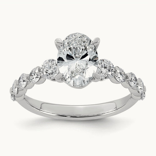 Oval Center with Round Sides Ring, 2 1/3-5 ct Lab-Grown Diamond