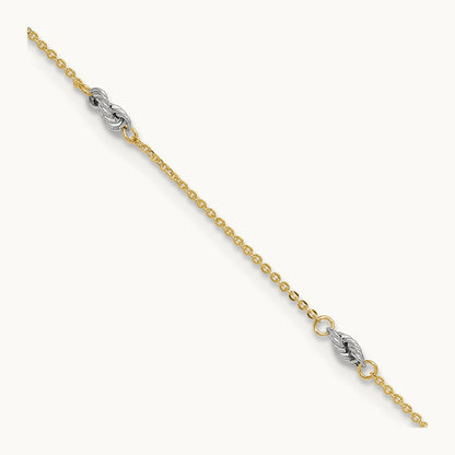 Fancy 9in Plus 1in Ext Anklet, 14K Two-tone