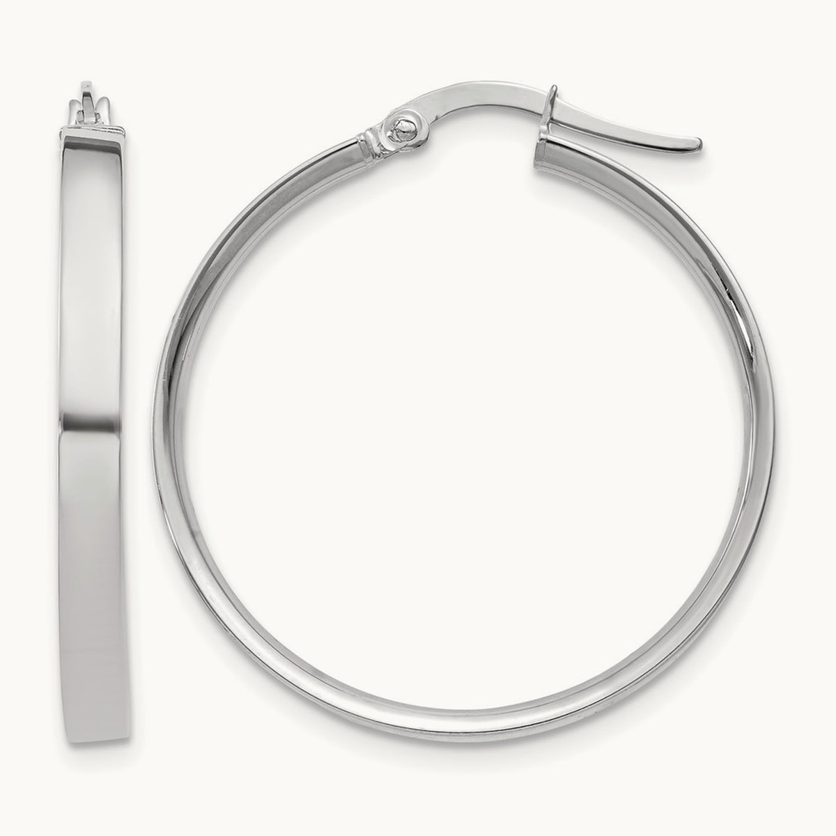 Large Hoop Earrings — 14K White Gold, 3mm