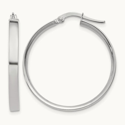 Large Hoop Earrings — 14K White Gold, 3mm