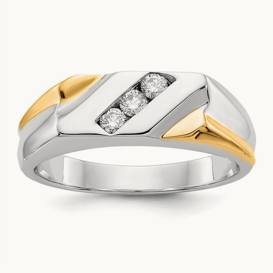 Diamond Mens Ring, 14K Two-tone Gold