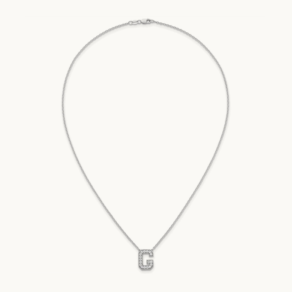 Initial Necklace — 14K White Gold, G, 1/3 ct