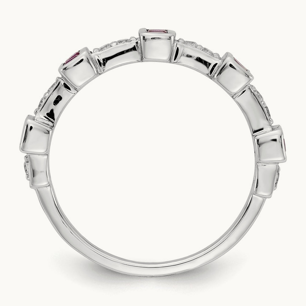 Fancy Diamond and Ruby Ring, 14K White Gold