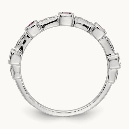 Fancy Diamond and Ruby Ring, 14K White Gold
