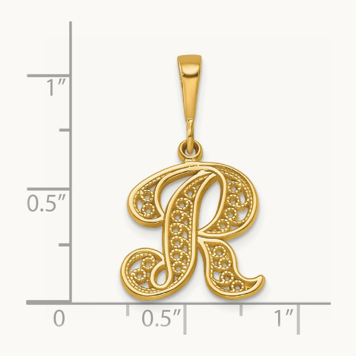 Polished Script Filigree Initial Pendant — R