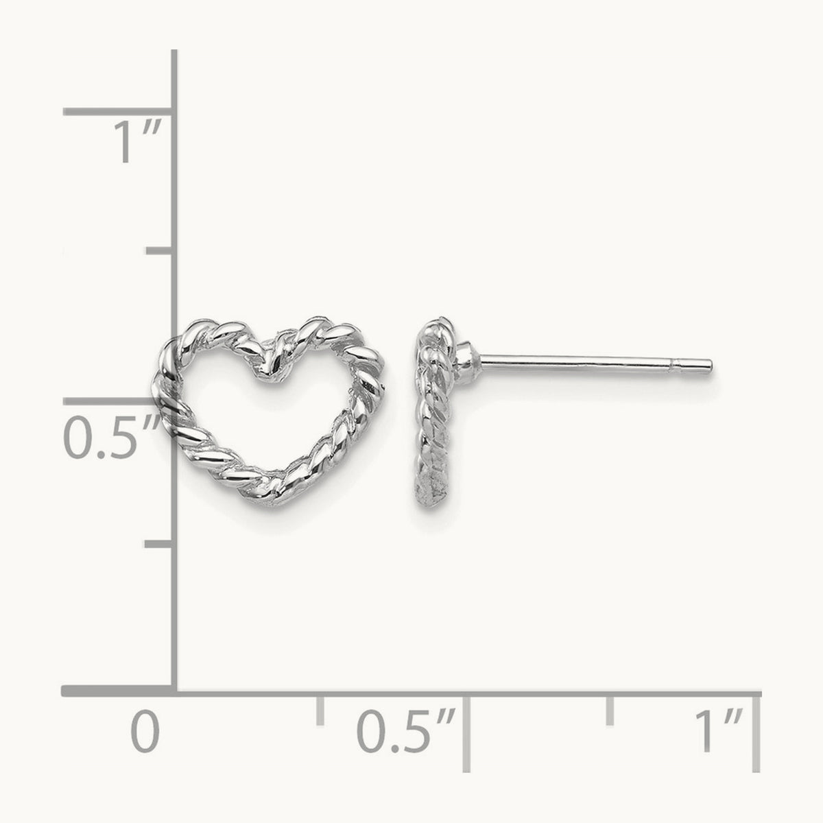 Heart Post Earrings, 14K White Gold