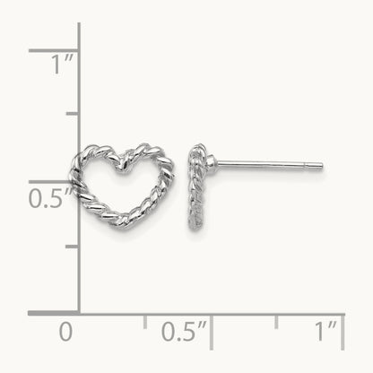 Heart Post Earrings, 14K White Gold
