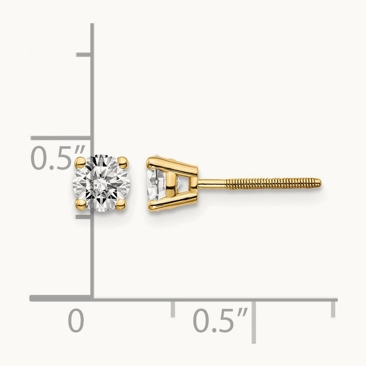 Round Diamond Stud Earrings — 14K Yellow Gold, 0.70 ct tw