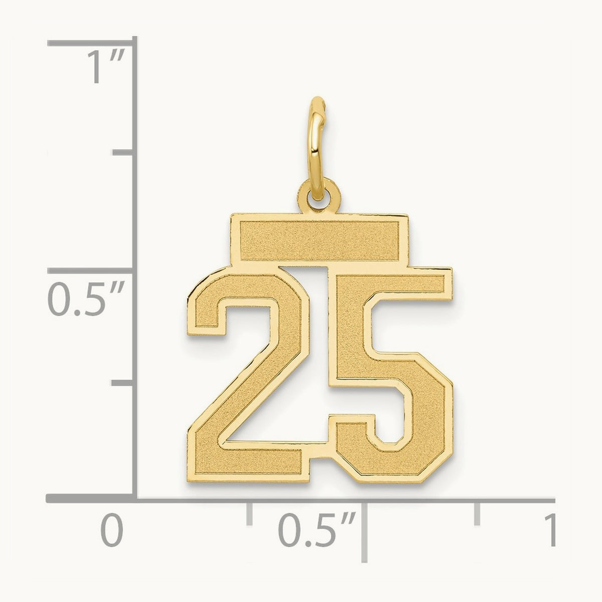 Small Satin Number 25 Charm — 14K Yellow Gold