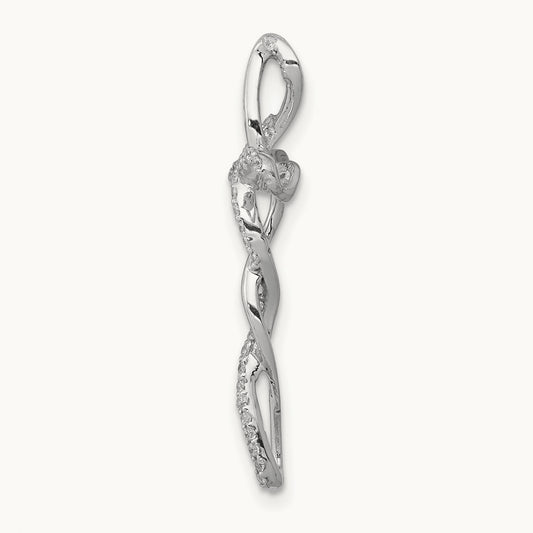 1/6ct. Diamond Twisted Cross Chain Slide, 14K White Gold