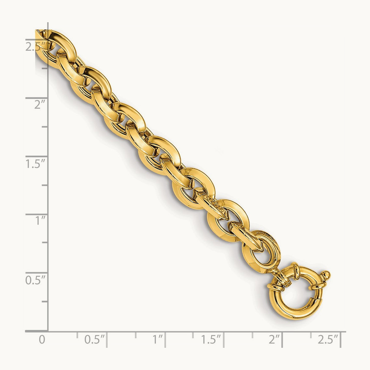 Polished Fancy Knife-edge Rolo Link Bracelet, 14K