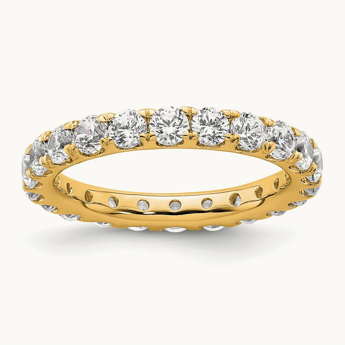 Polished U Shared Prong 2ct Diamond Eternity Band, 14K Gold in 14K Yellow Gold