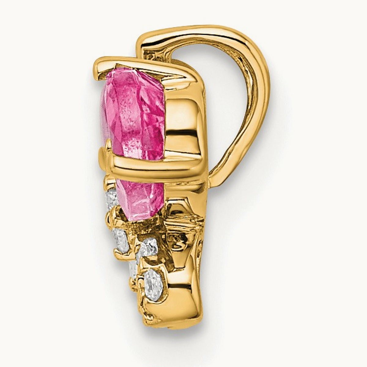 Pink Tourmaline & Diamond Butterfly Chain Slide, 14K Yellow Gold