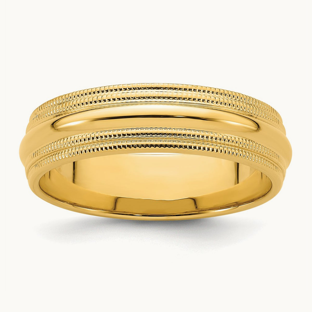 Double Milgrain Comfort Fit Band — 14K Yellow Gold, 6mm