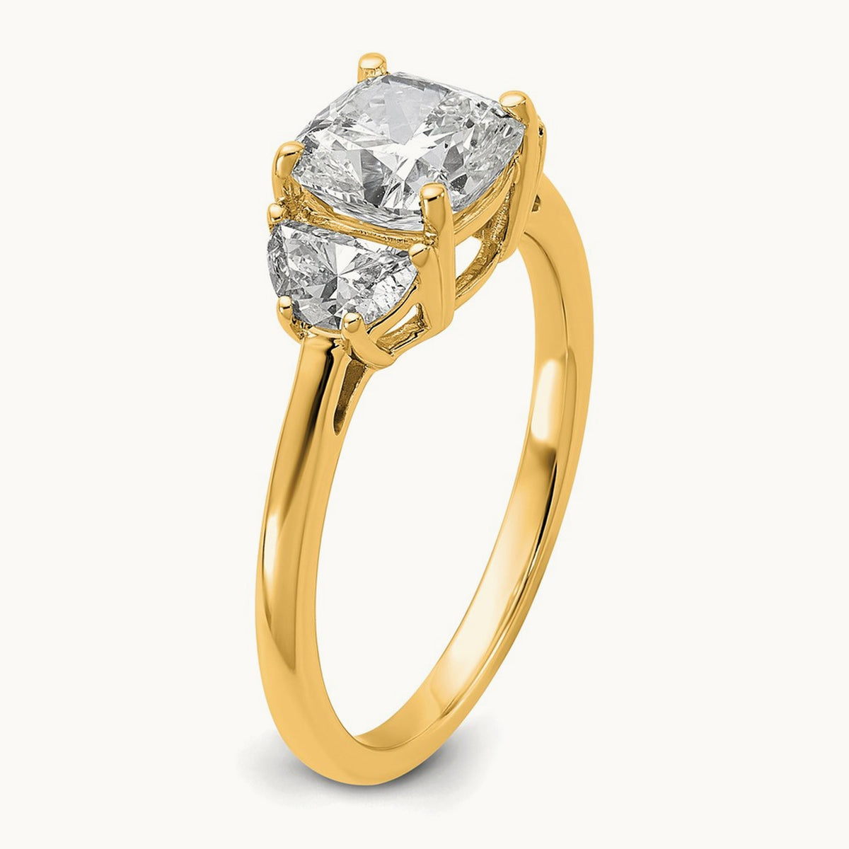Half Moon & Cushion Semi-Mount Engagement Ring, 0.25-1.00 ct tw Lab-Grown Diamond — 1/2 ct, 14K Yellow Gold