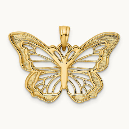 Diamond-cut Butterfly Pendant, 14K with White Rhodium