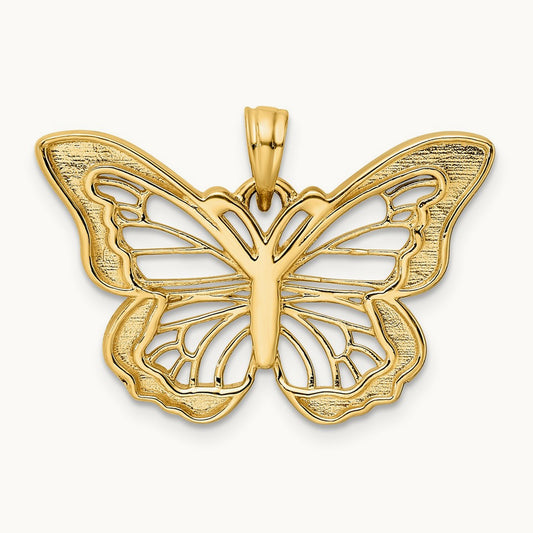 Diamond-cut Butterfly Pendant, 14K with White Rhodium
