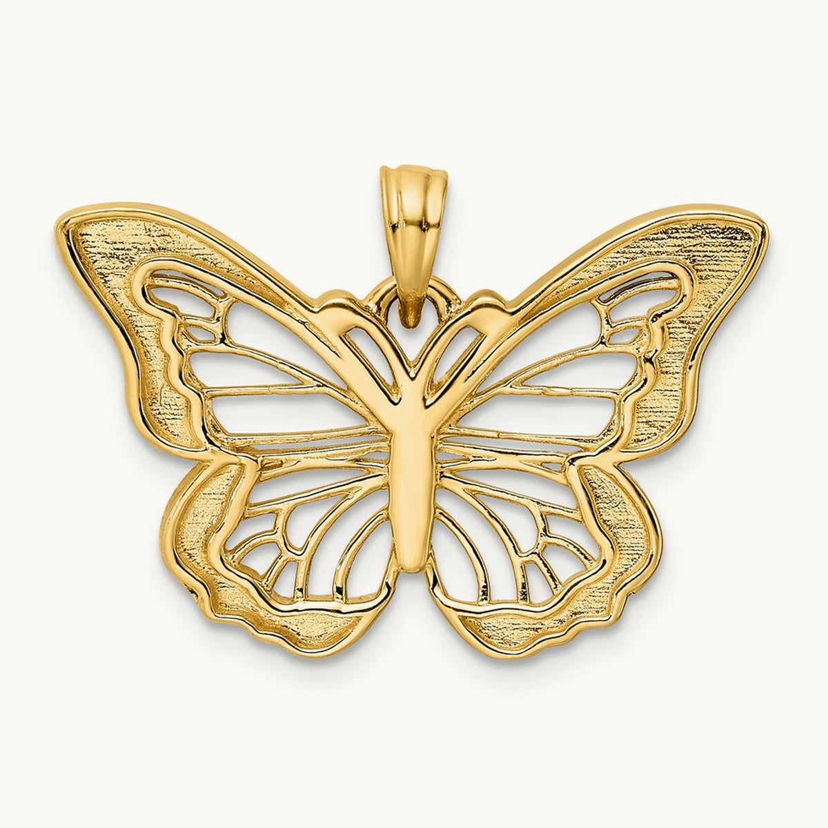 Diamond-cut Butterfly Pendant, 14K with White Rhodium