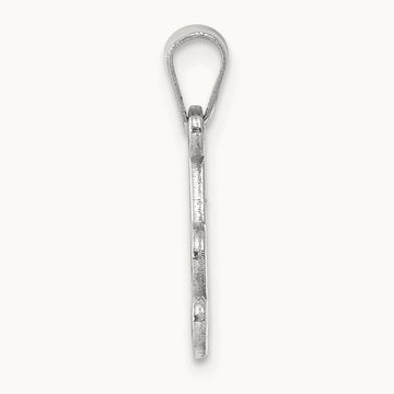 White Gold Script Letter A Initial Pendant, 14K White Gold