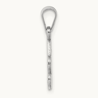 White Gold Script Letter A Initial Pendant, 14K White Gold