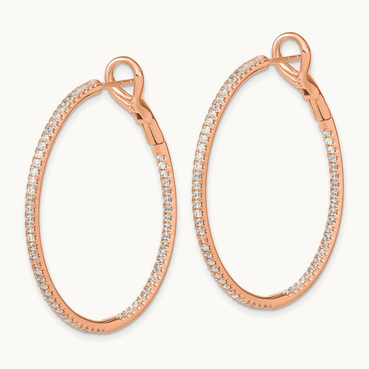 In/Out Hoop Earrings, 0.75-1.00 ct tw Lab-Grown Diamond — 1 ct, 14K Yellow Gold