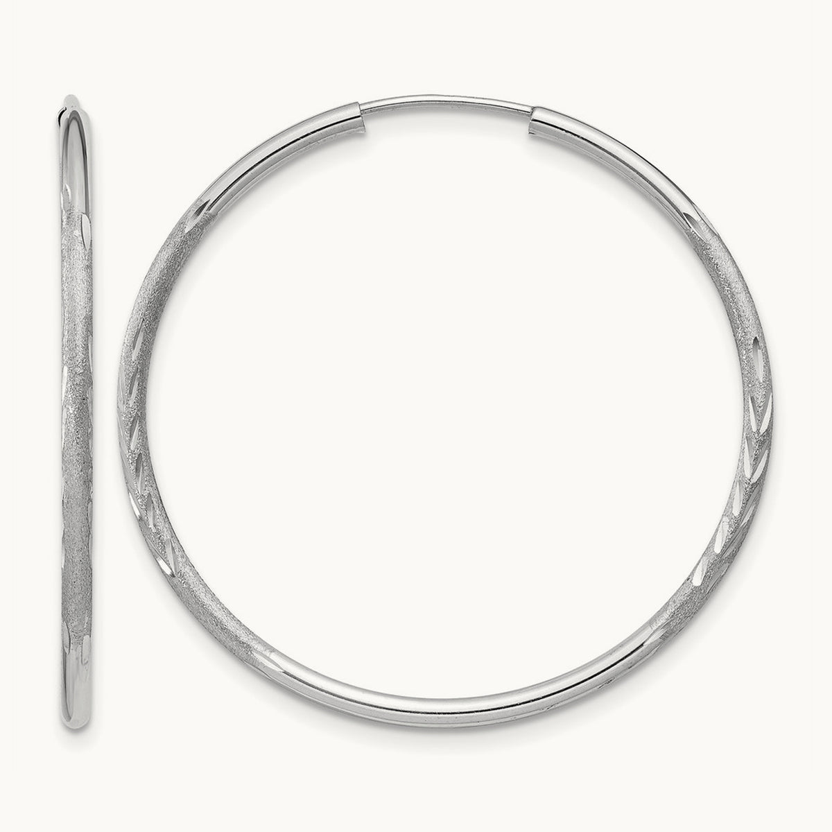 Diamond-cut Endless Hoop Earrings — 30mm, 1.5mm