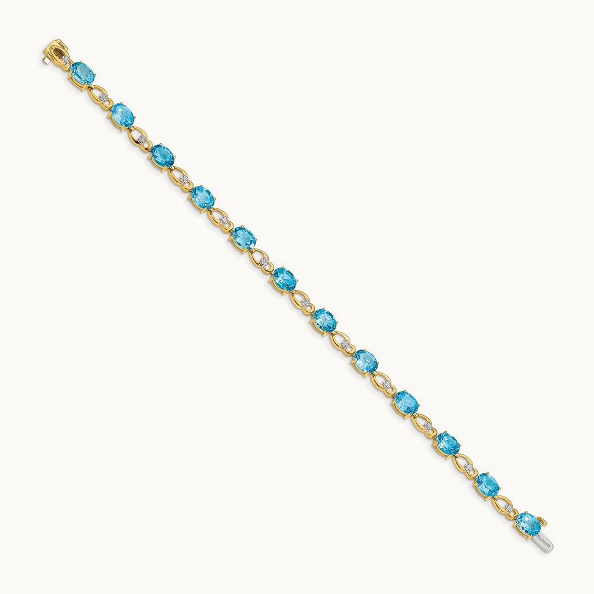 Blue Topaz and Diamond Bracelet — 14K Yellow Gold