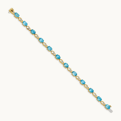 Blue Topaz and Diamond Bracelet — 14K Yellow Gold