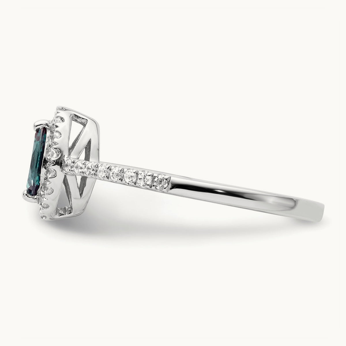 Created Alexandrite June Ring, 0.20 ct tw Lab-Grown Diamond