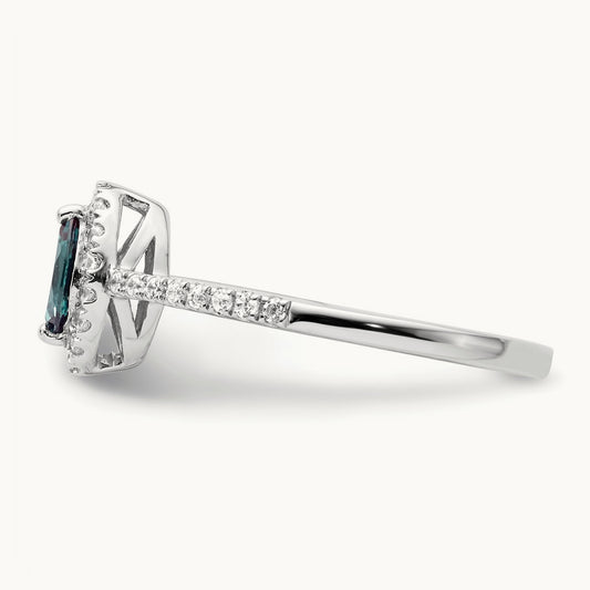 Created Alexandrite June Ring, 0.20 ct tw Lab-Grown Diamond