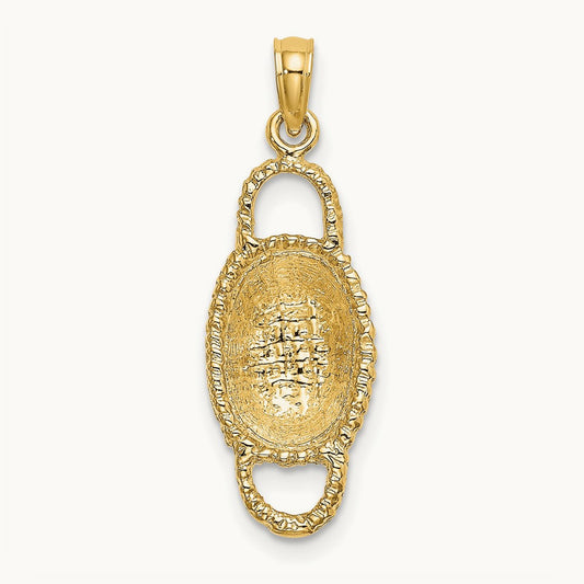 3-D 2 Handles Oval Basket Charm, 14K