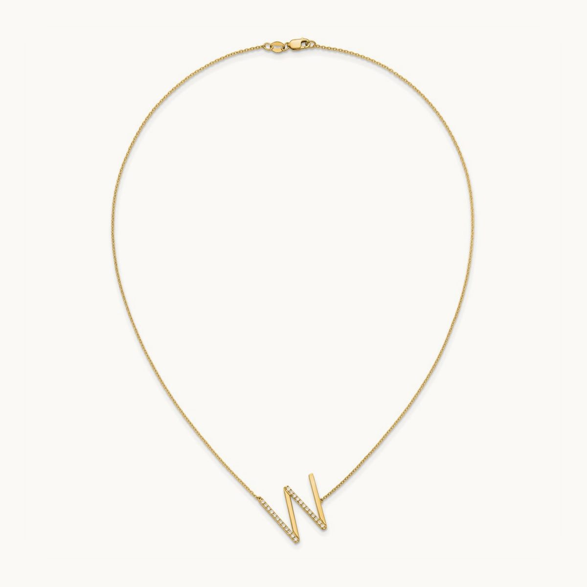 Sideways Diamond Necklace — 14K Yellow Gold, W