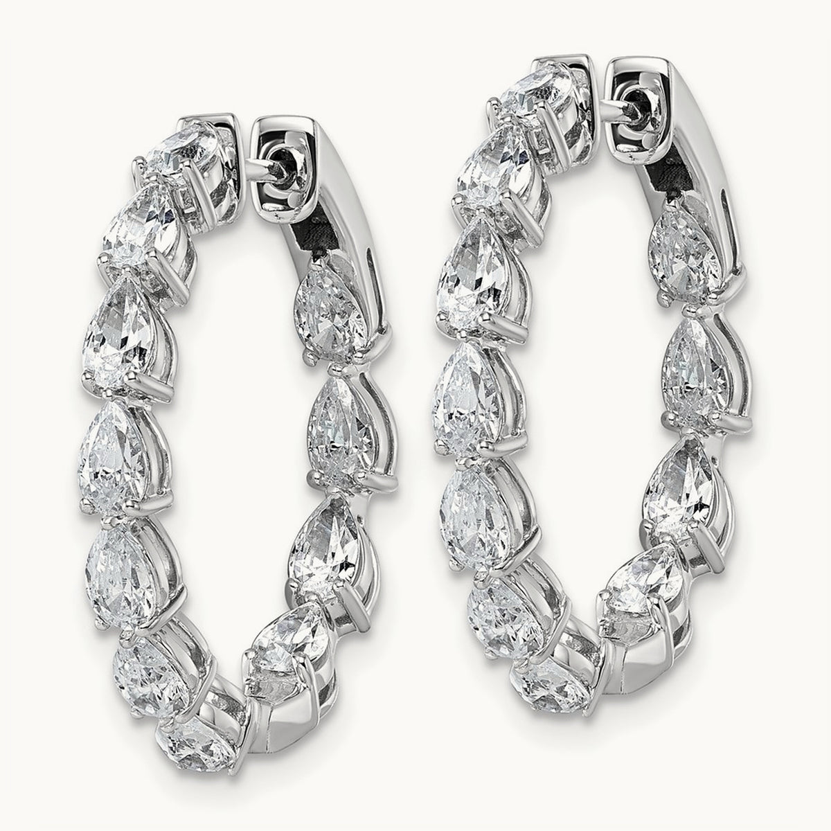 Hinged in/Out Hoop Earrings, 3.25 ct tw Lab-Grown Diamond — 14K White Gold