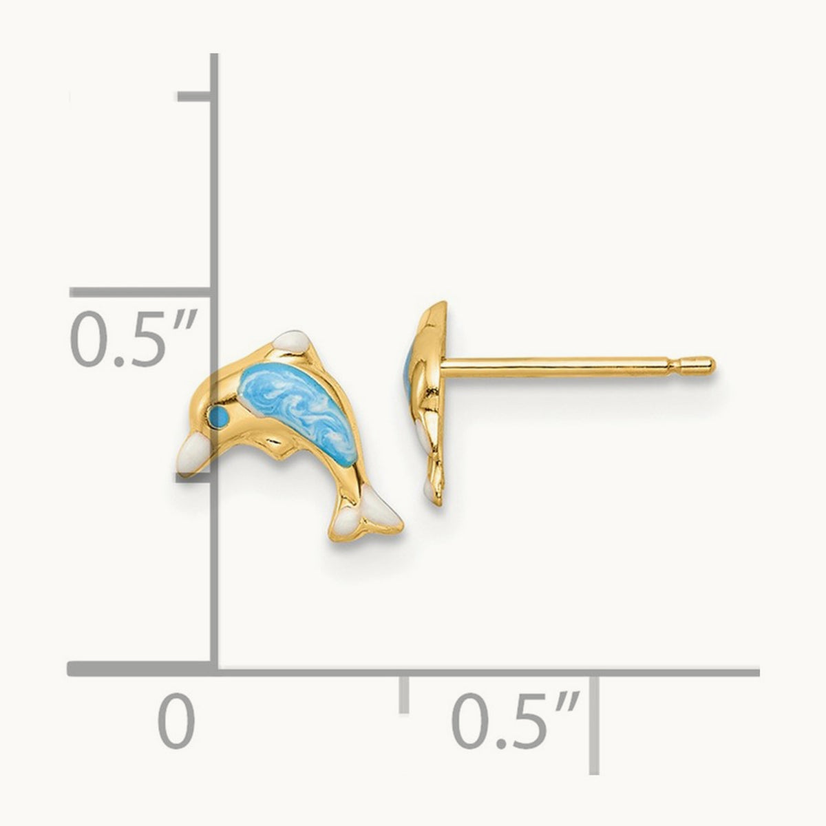 Madi K Polished Enameled Dolphin Post Earrings, 14K