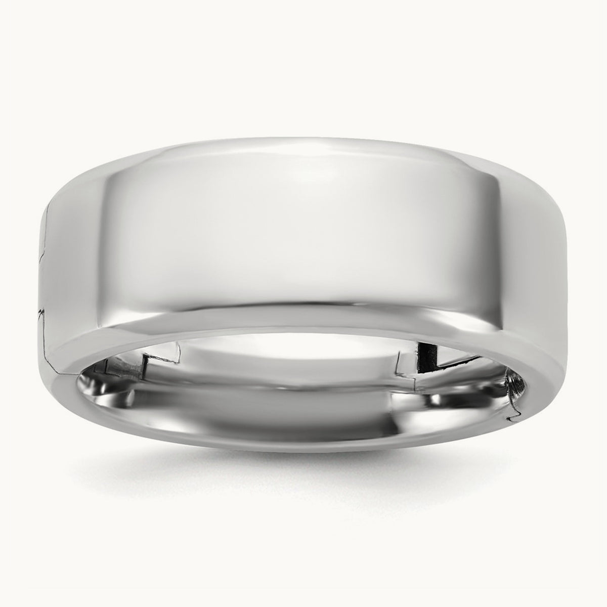 CLIQ Hinged Beveled Edge Wedding Band, 8mm, 14K White Gold