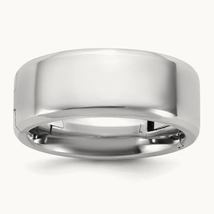 CLIQ Hinged Beveled Edge Wedding Band, 8mm, 14K White Gold