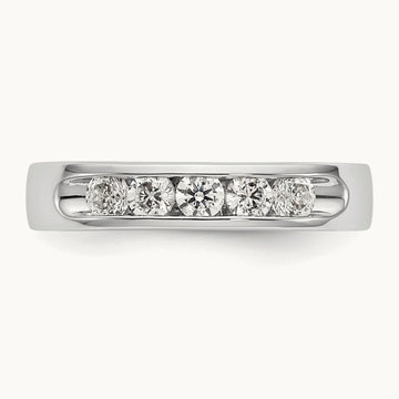 5-Stone Diamond Channel Band, 14K White Gold