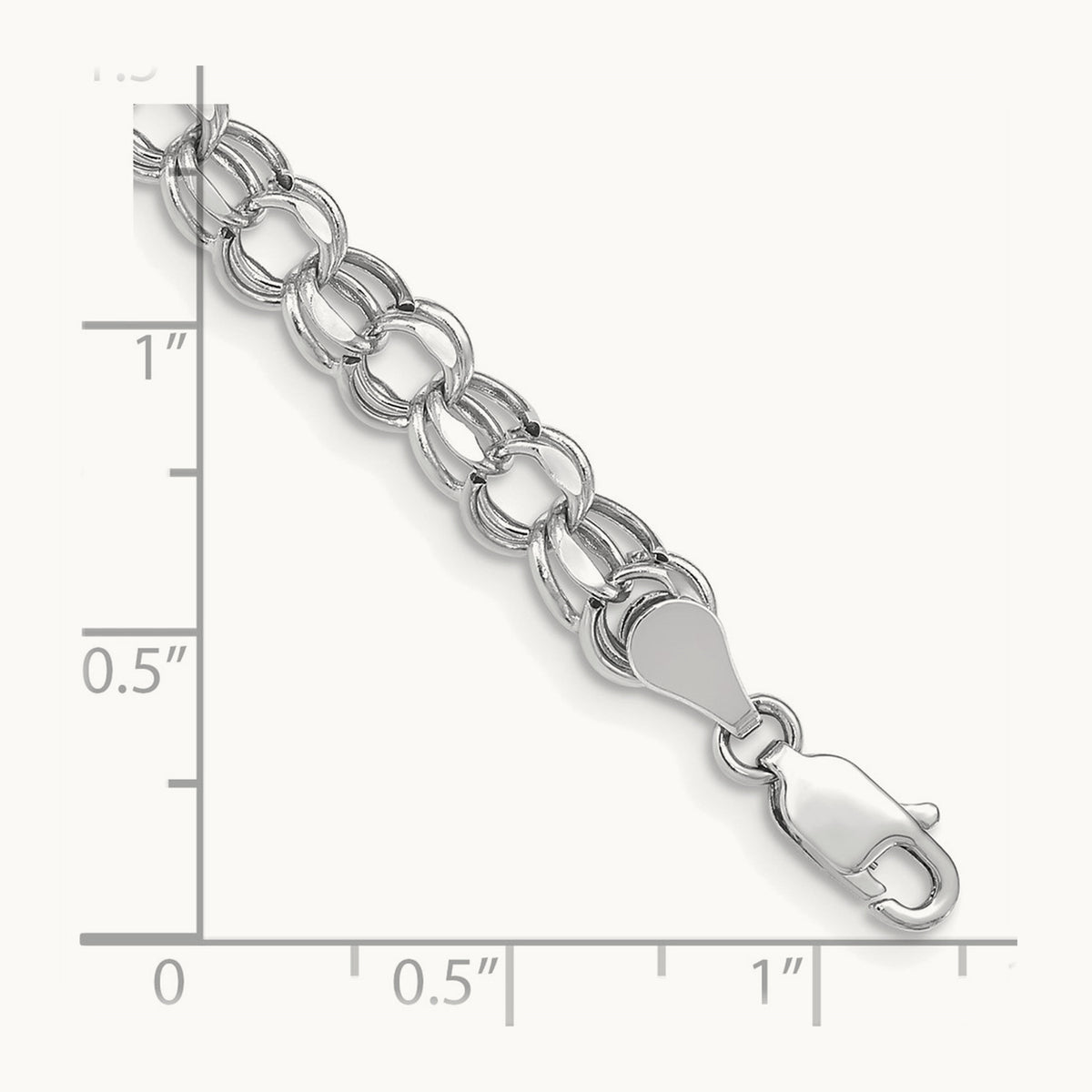 7in Hollow Double Link Charm Bracelet — 14K White Gold, 5.5mm